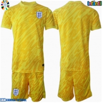 Camisa de Futebol Inglaterra Goleiro Equipamento Secundário Infantil Europeu 2024 Manga Curta (+ Calças curtas)
